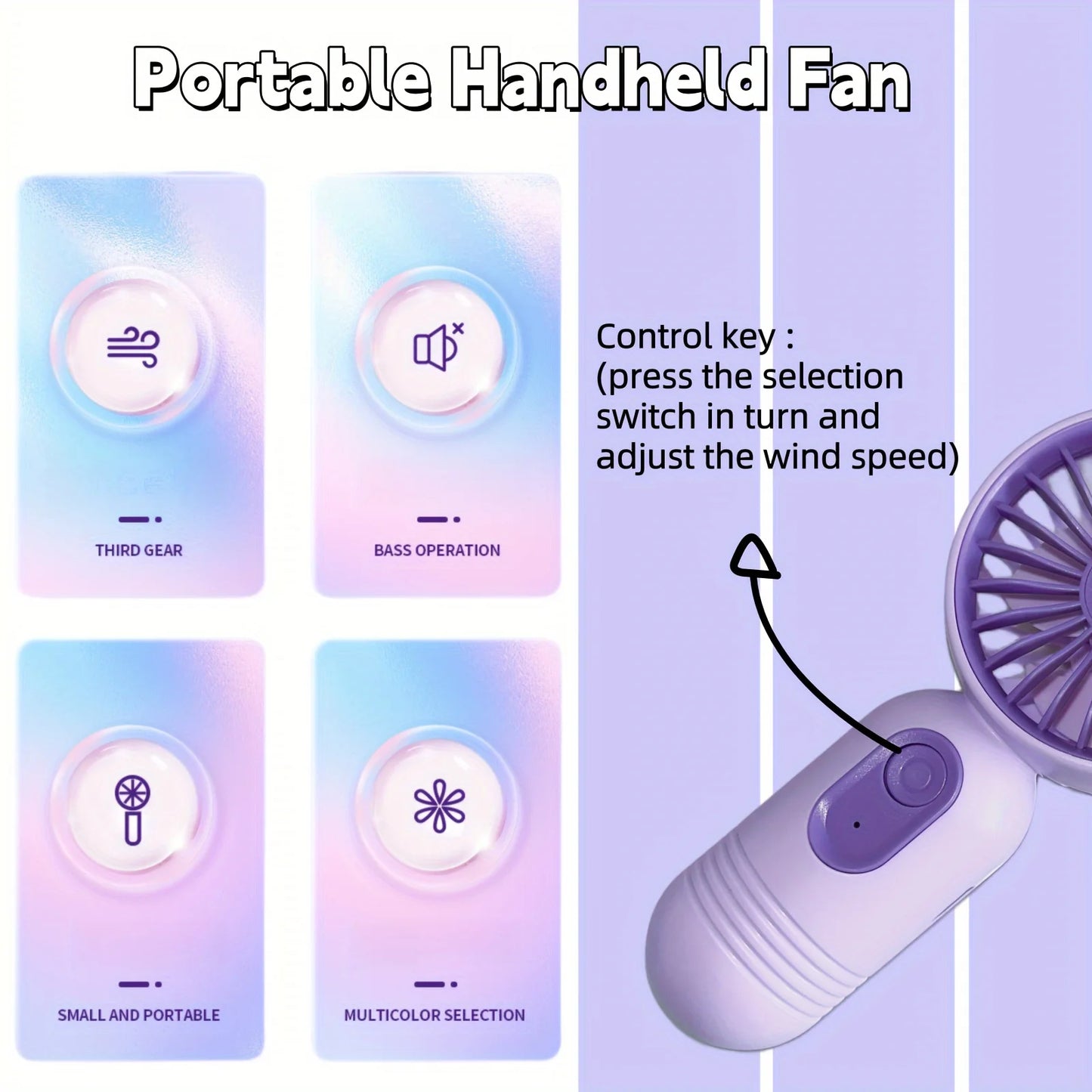 Zephyr™ CoolFan Handy Mini Rechargeable Portable Fan 3 speed